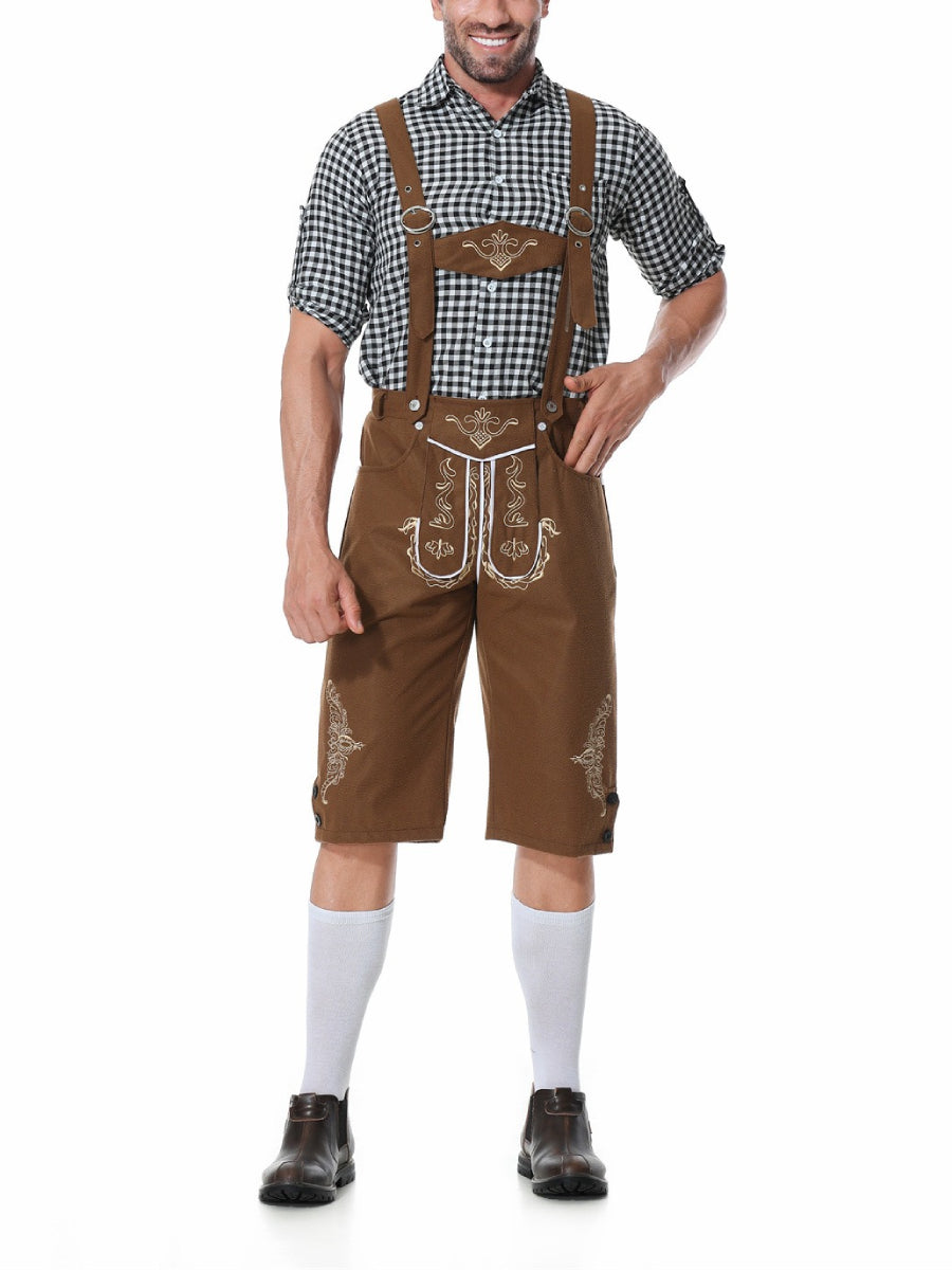 AlpenKraft lederhosen-kostumesæt — ternet skjorte medfølger