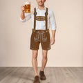 AlpenGeist brune læderbukser til mænd — Broderet Oktoberfeststil