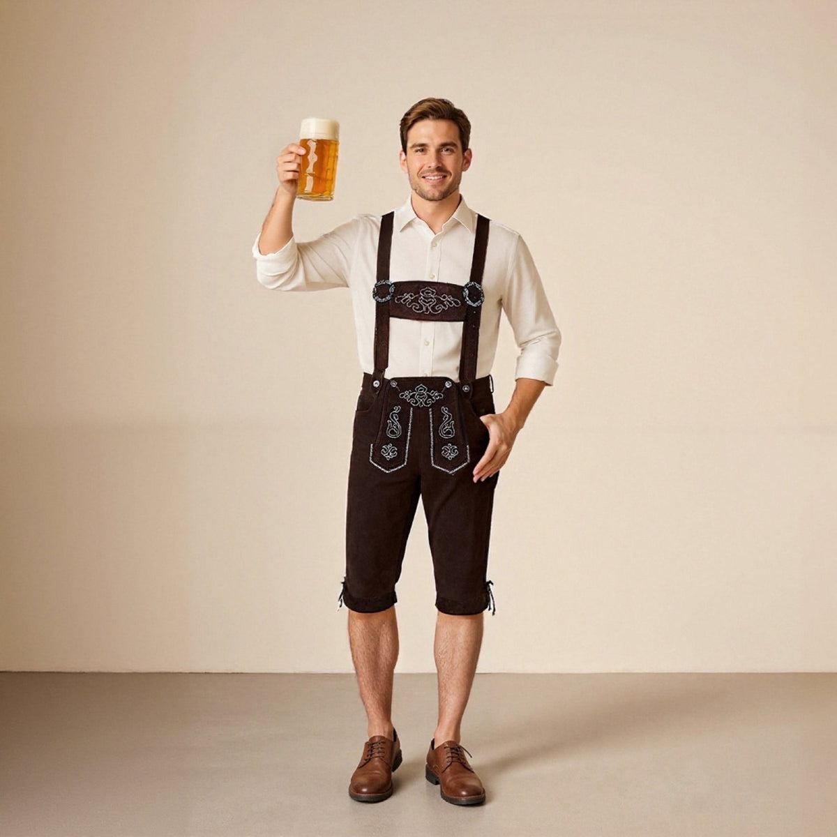 Alpenjunge broderede lædershorts til mænd til Oktoberfest