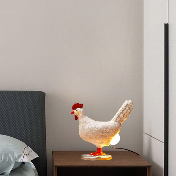 LED Chicken Figurine Table Lamp — Night Light Accent