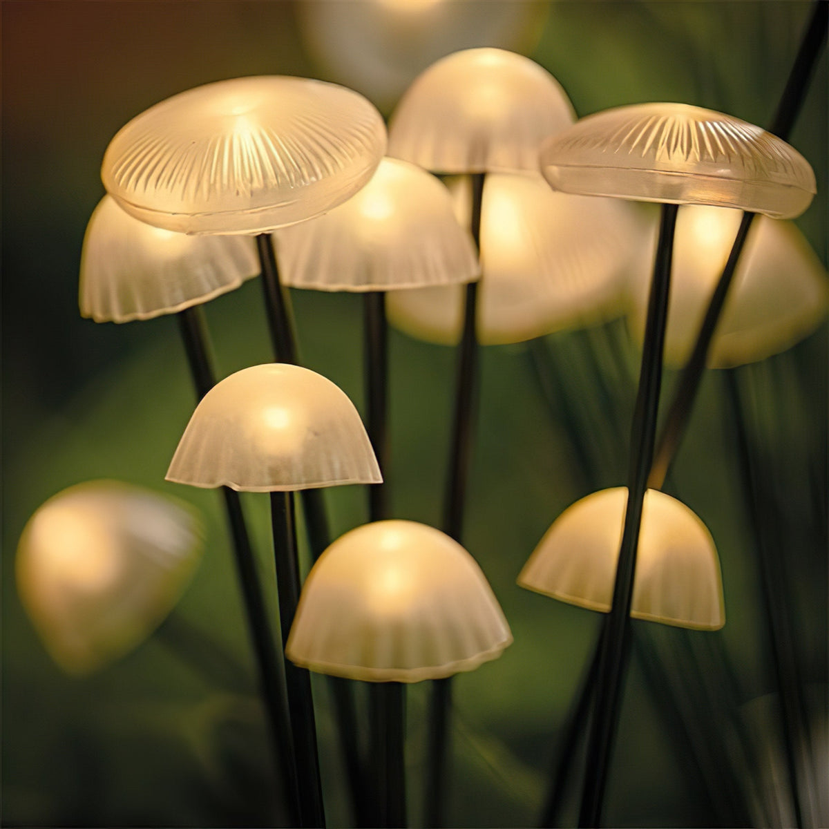 Solar Garden Light Set — 15-Piece Mushroom Design Fixtures