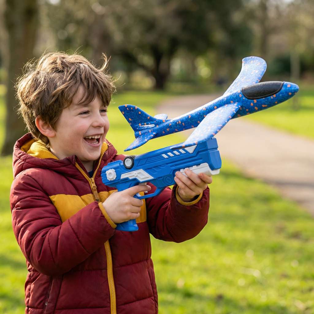 Lanzador manual de aviones de espuma — Juguete de largo alcance