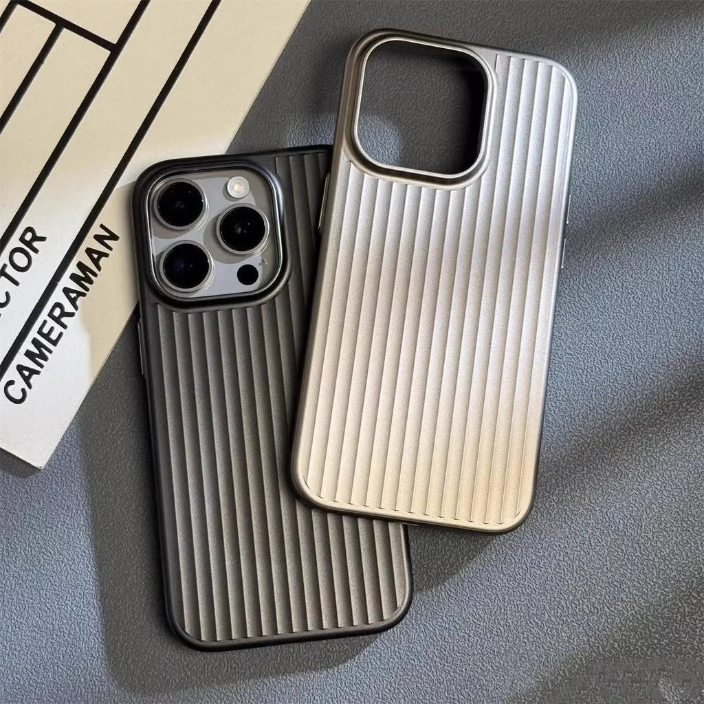 Funda antigolpes para iPhone - Carcasa delgada con aspecto metálico