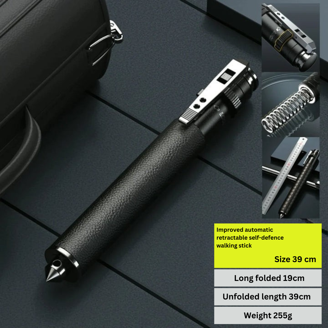 Telescopic Steel Walking Stick – Adjustable Shaft, Ergonomic Handle