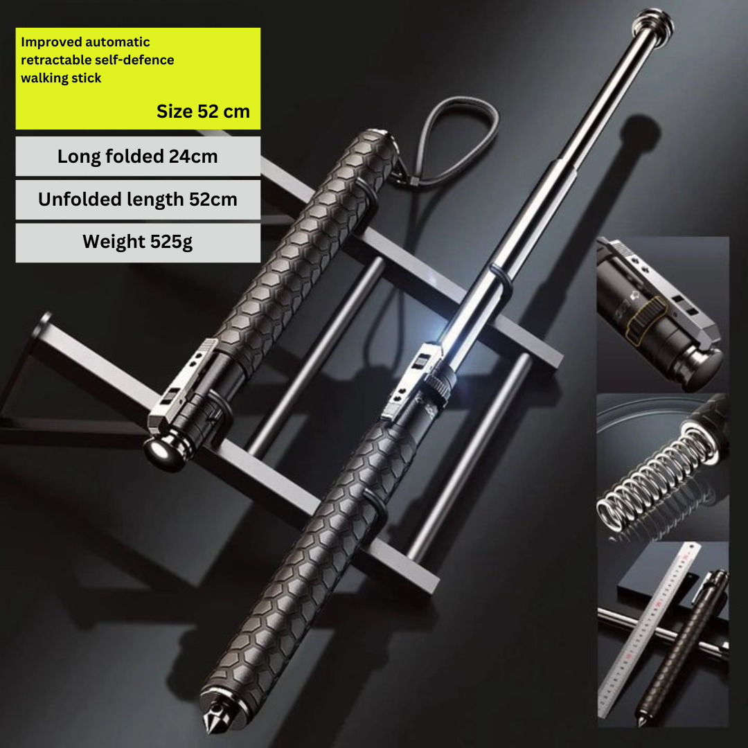 Telescopic Steel Walking Stick – Adjustable Shaft, Ergonomic Handle