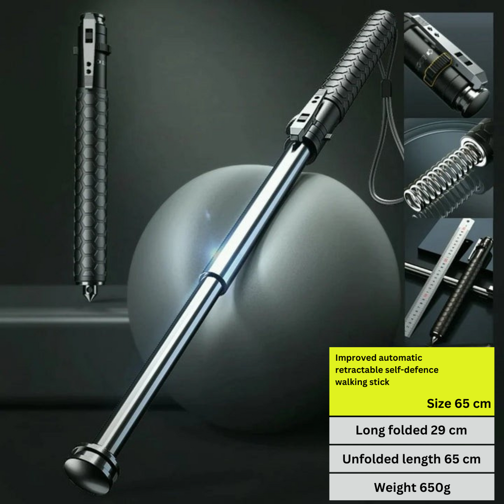 Telescopic Steel Walking Stick – Adjustable Shaft, Ergonomic Handle