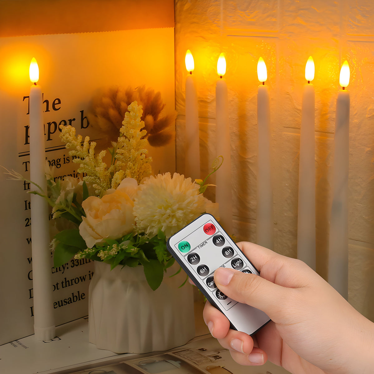LED Taper Candle Set — Battery Powered, Remote, Timer