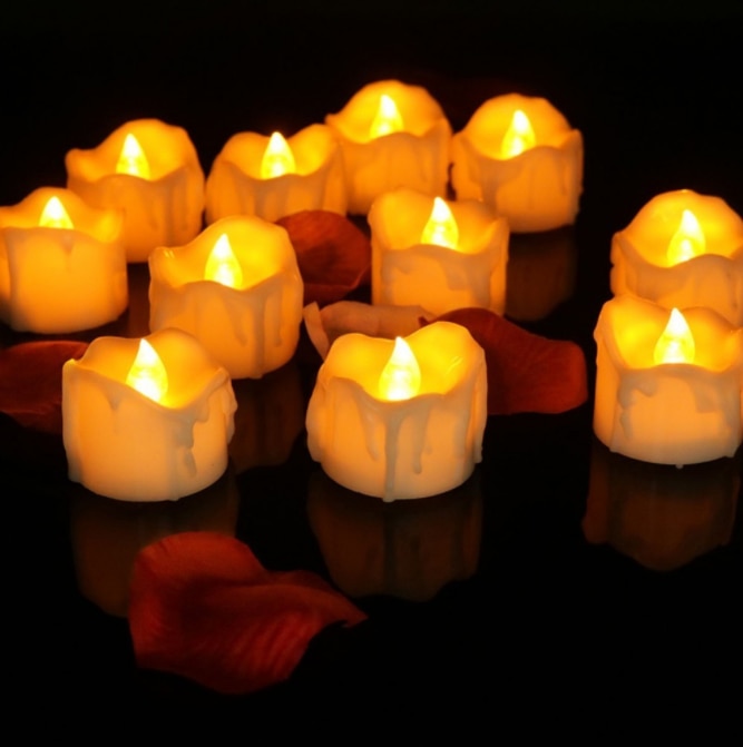 Lumânări decorative LED fără flacără - pâlpâire realistă, alimentate cu baterii