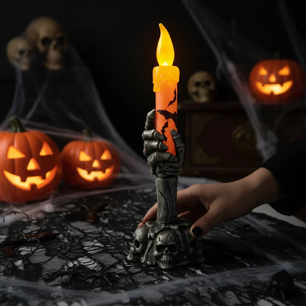 Velas esculturais de esqueletos de 20cm — decoração de Halloween