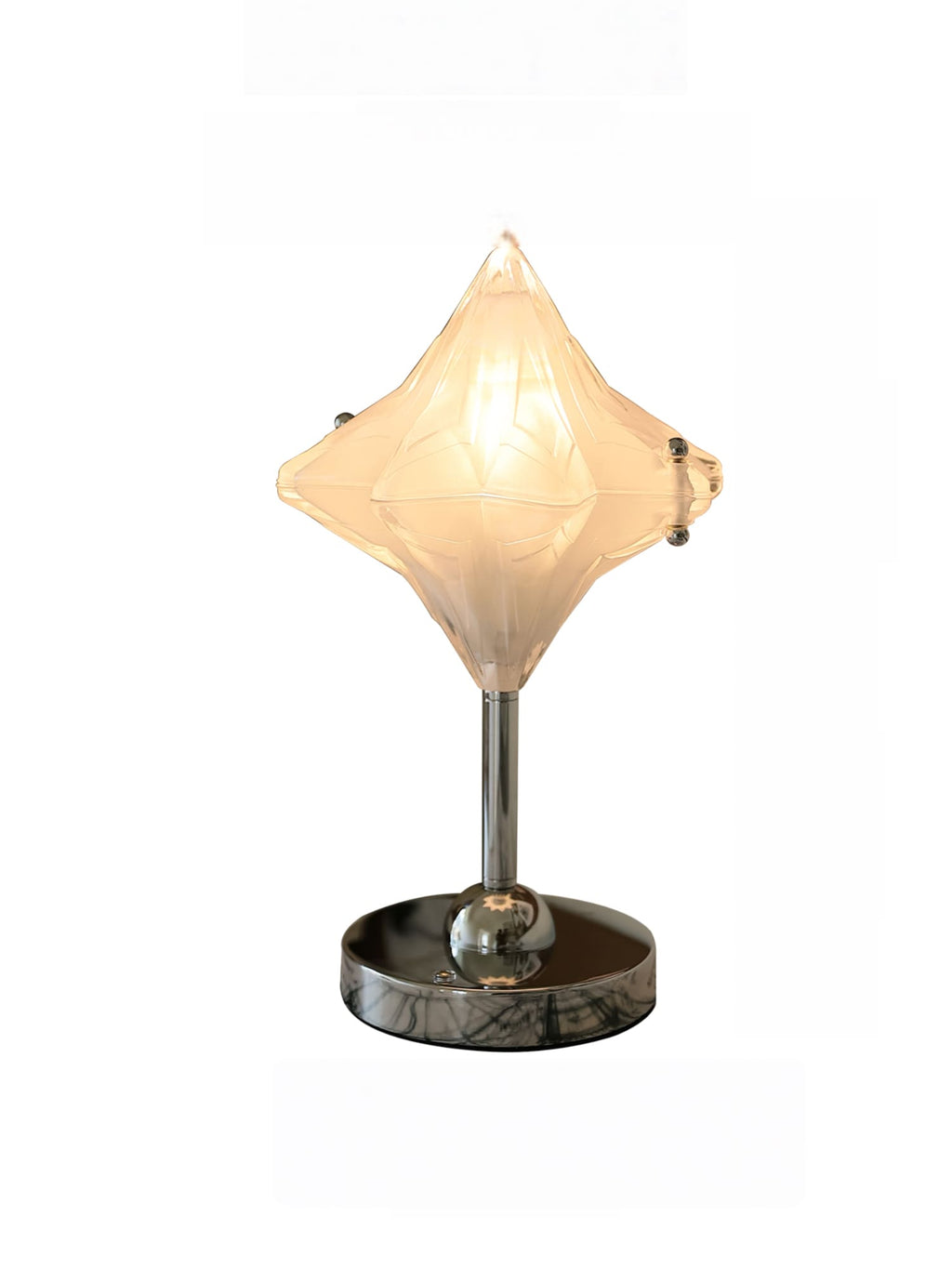 Art Deco Star Table Lamp - Frosted Glass Light for Modern Bedrooms - Astris Lyra | Esilora