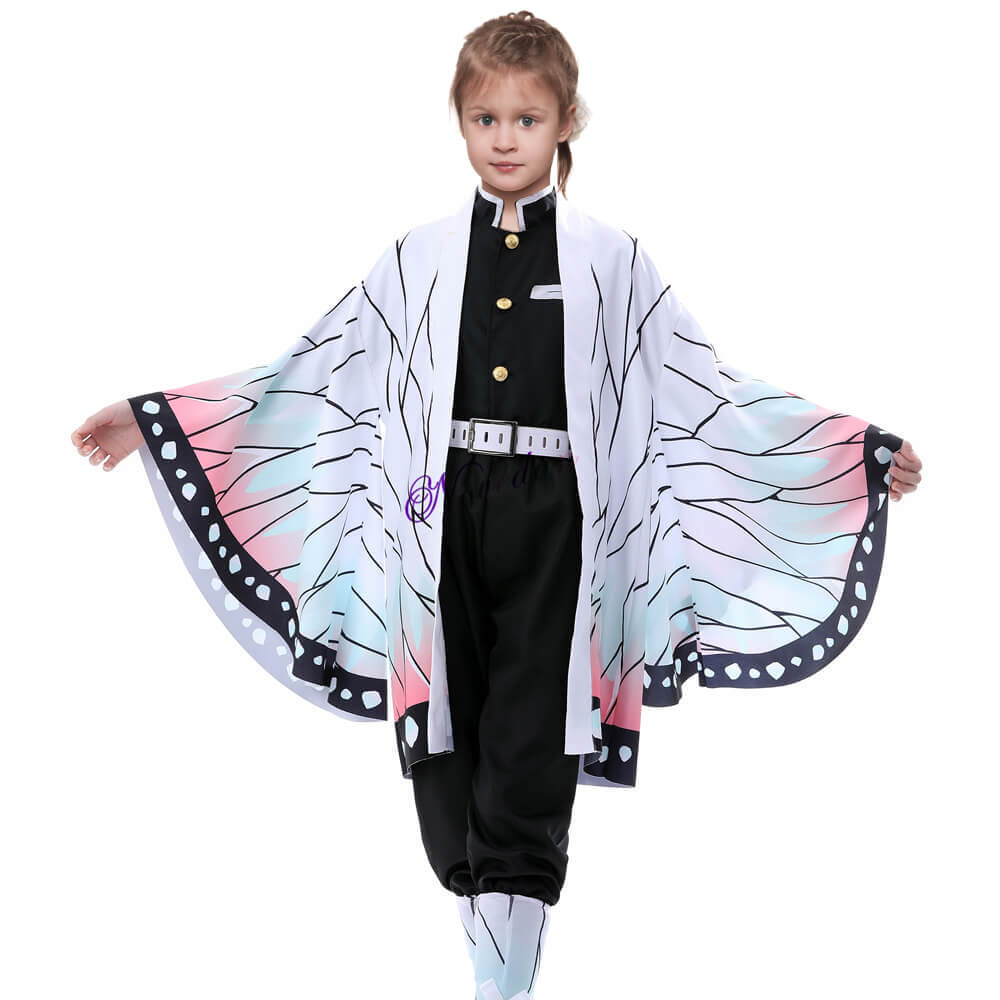 Set de costum anime cu pelerină și kimono cu fluturi, din cinci piese, pentru copii