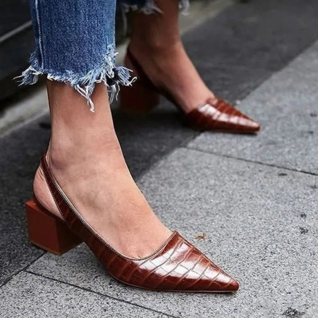 Dames slingbackpumps — comfortabele blokhak, klassieke stijl