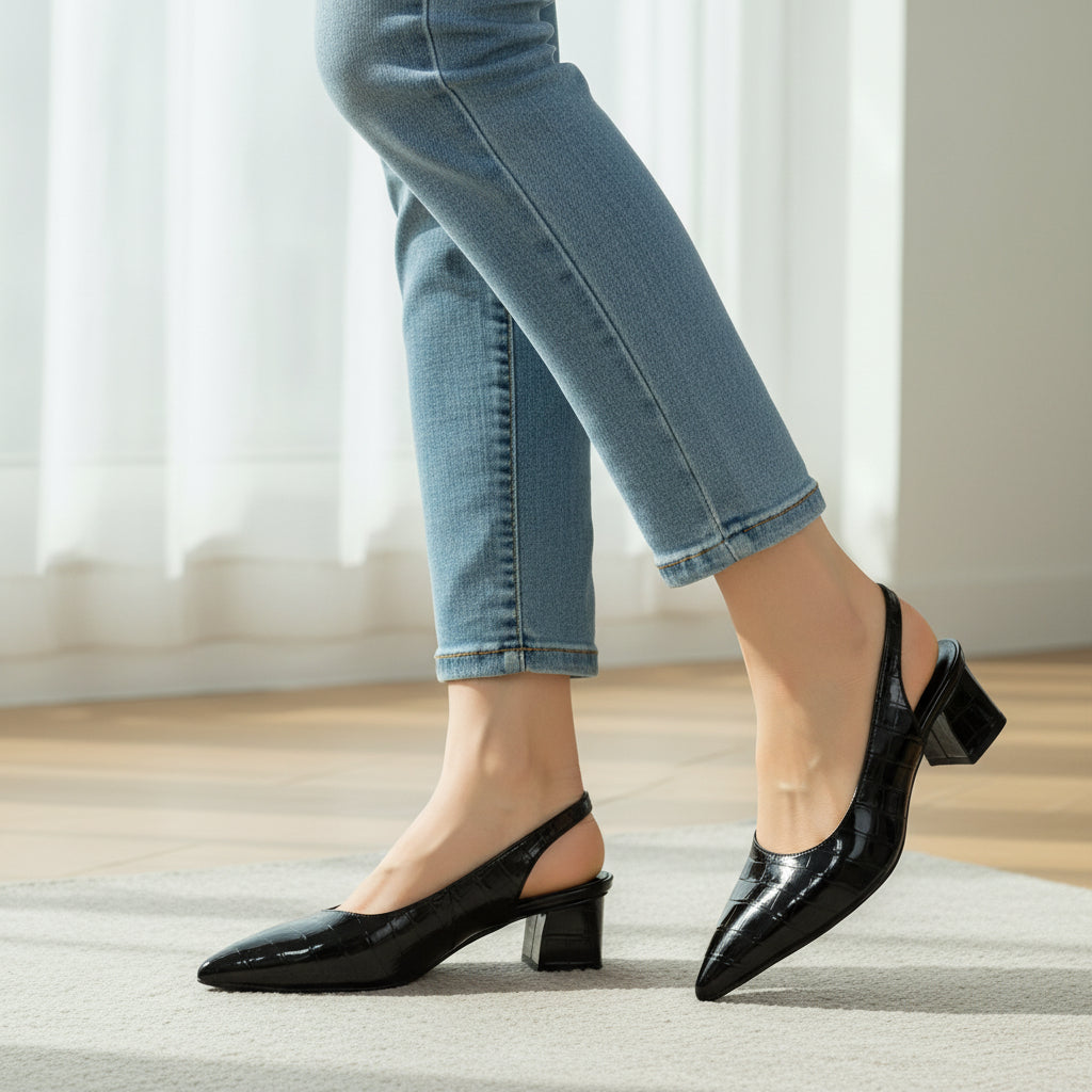 Slingback Pumps Damen Blockabsatz Modisches Design - Image 1