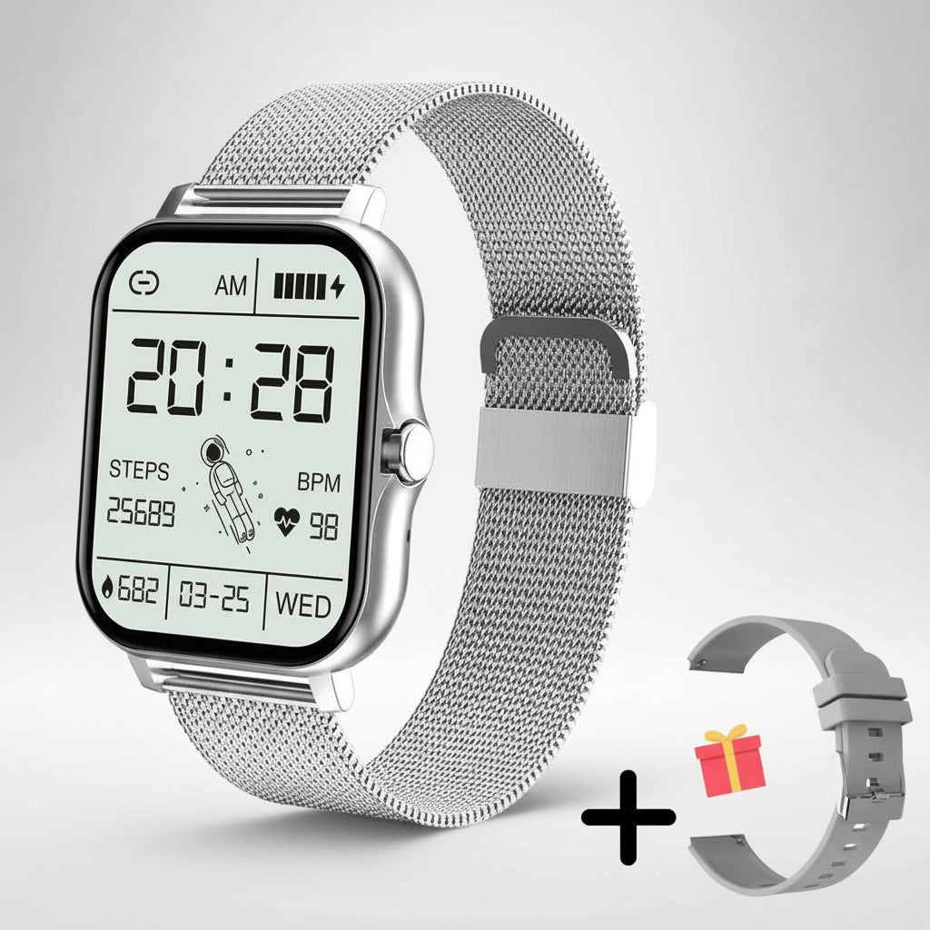 Smartwatch com monitor de atividade física — ecrã tátil HD de 1.83 polegadas