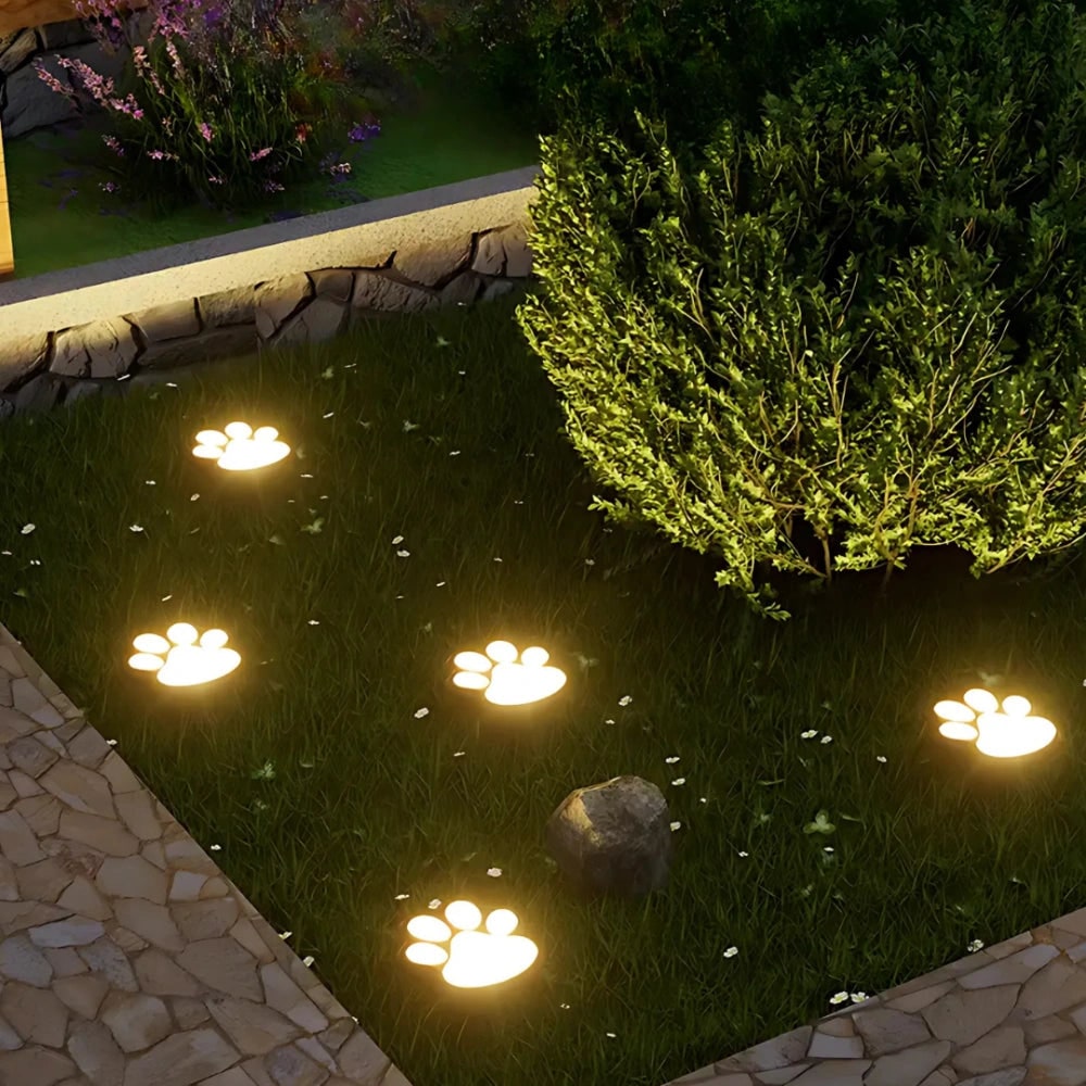 Luzes solares de jardim com pegadas