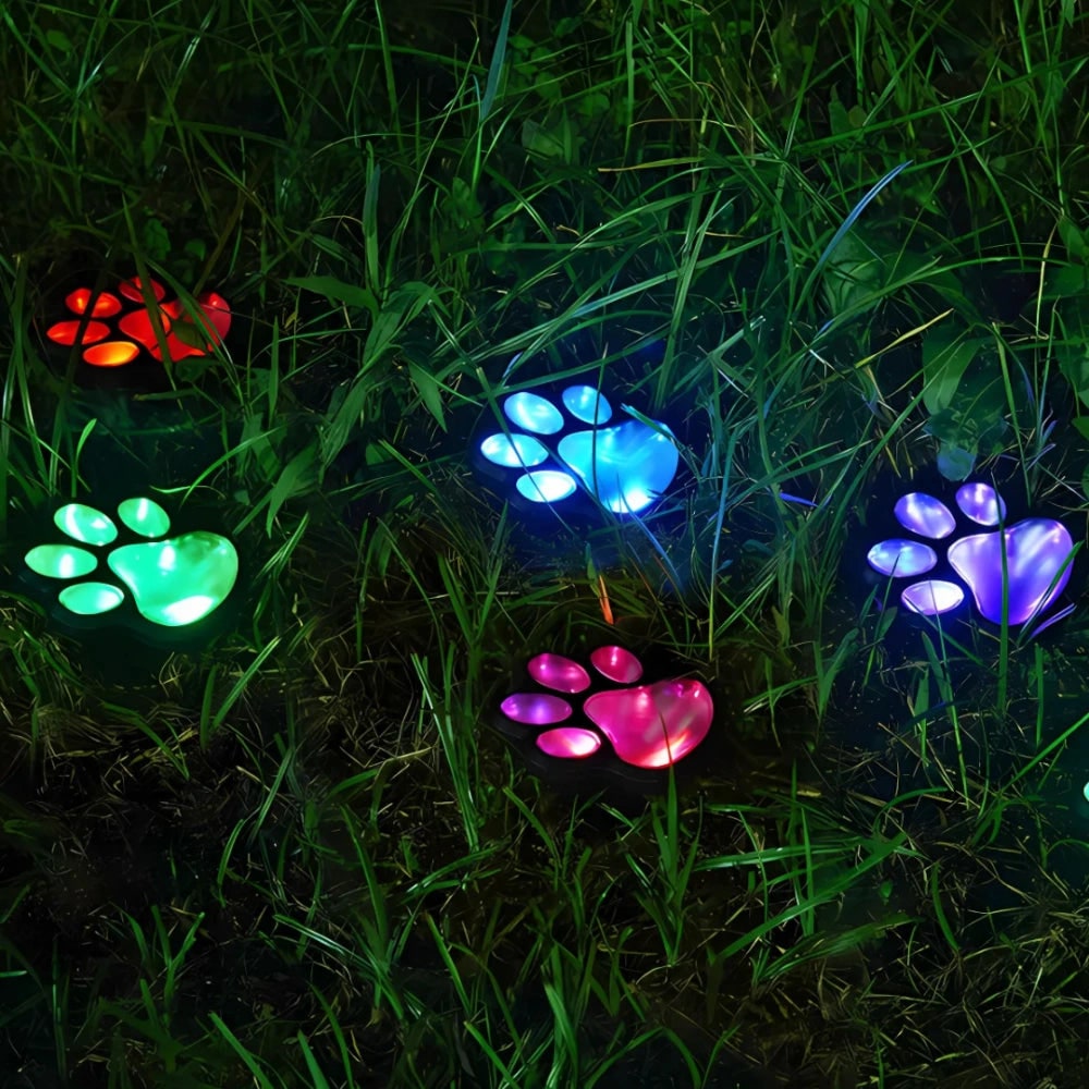 Luzes solares de jardim com pegadas
