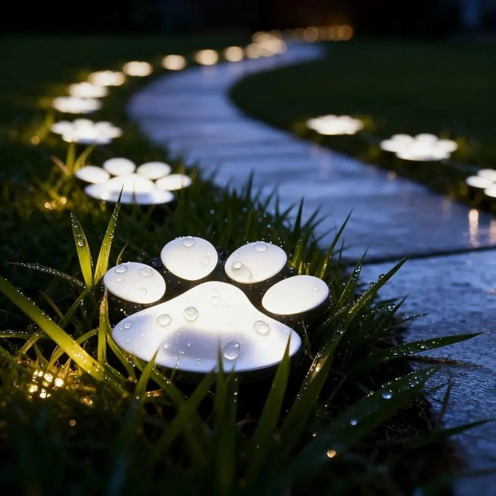 Luzes solares de jardim com pegadas