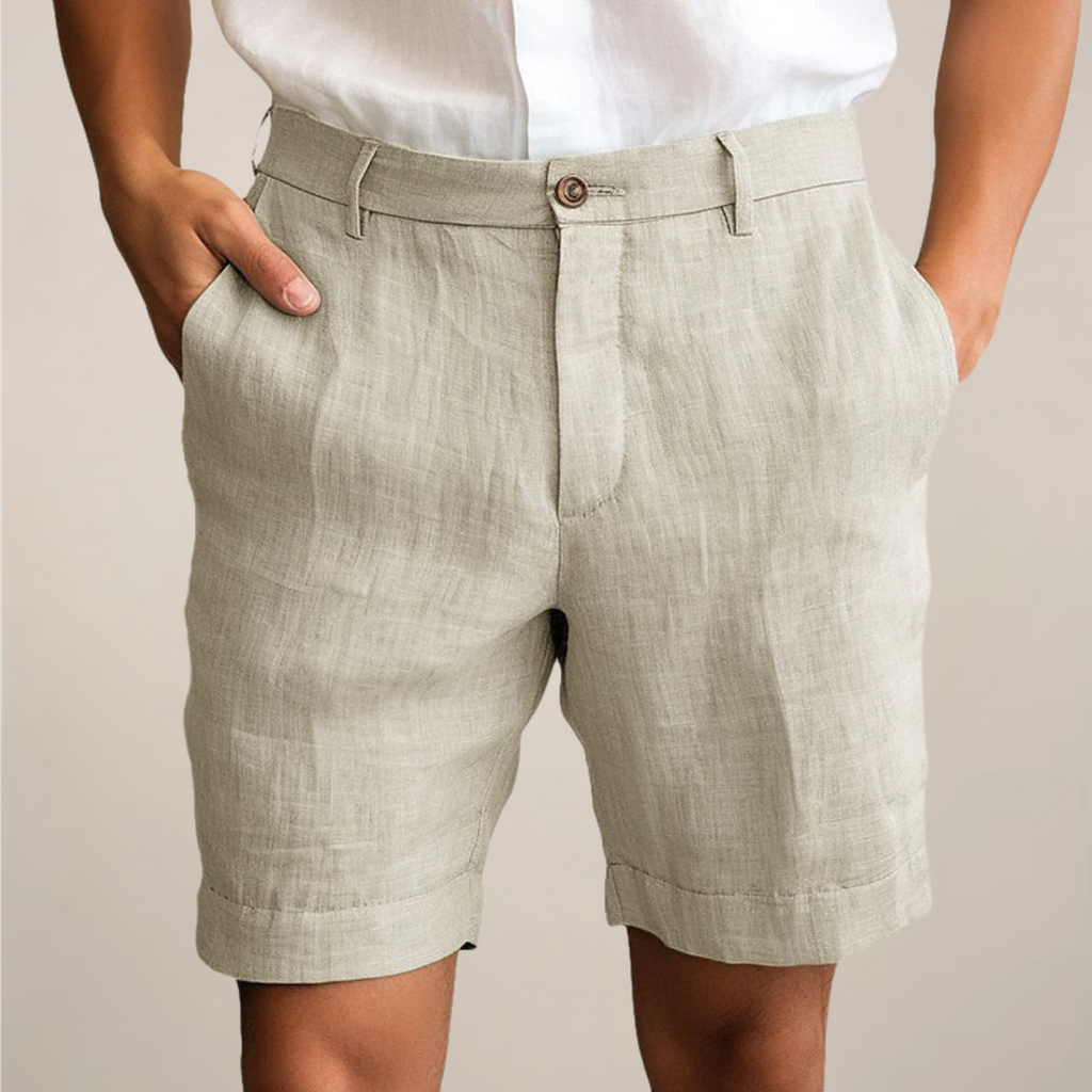 Calções de verão de corte largo para homem — cintura elástica ajustável