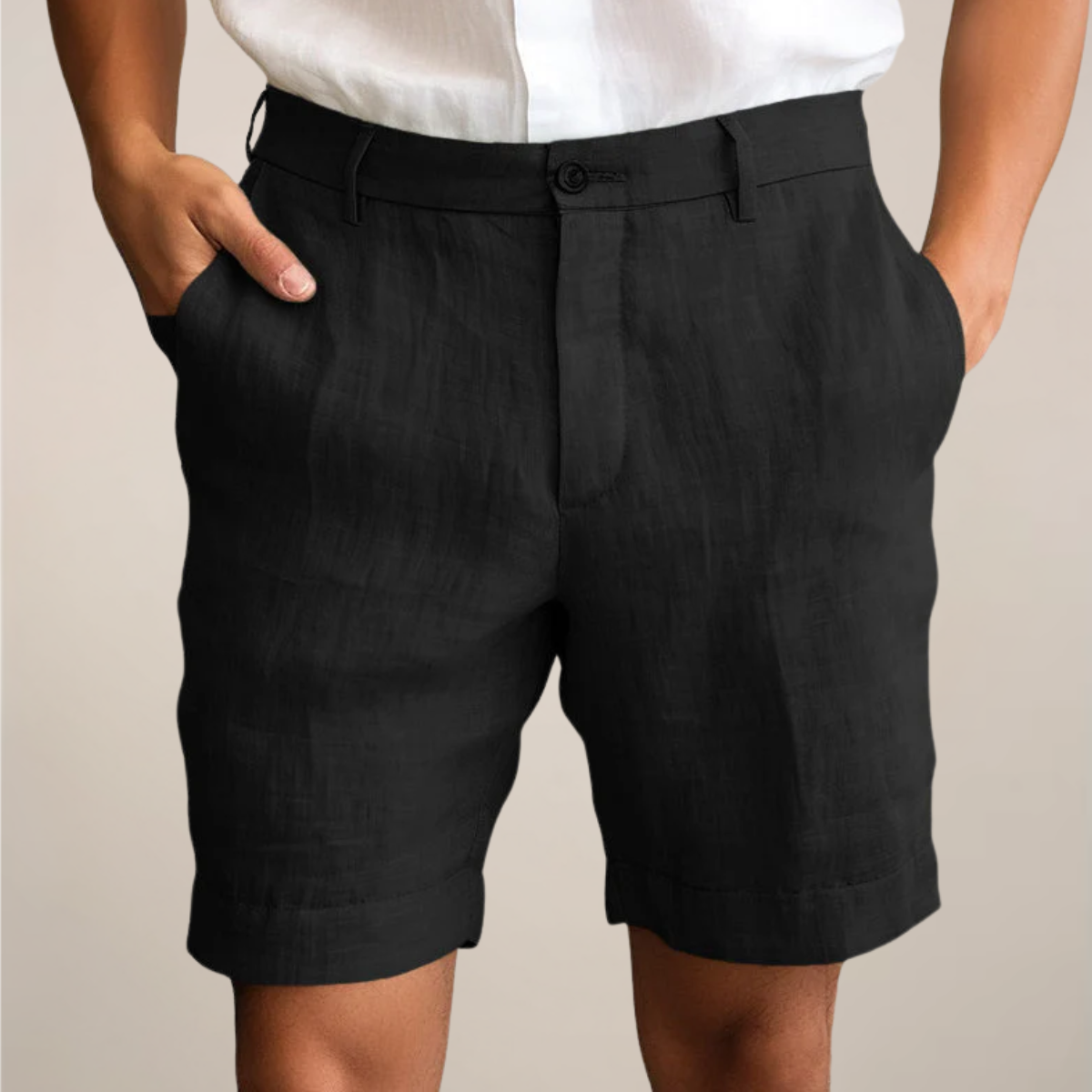 Calções de verão de corte largo para homem — cintura elástica ajustável