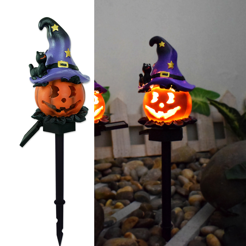 ソーラーハロウィンパンプキンライト - 4個セットの暖色系白色LEDガーデンライト
