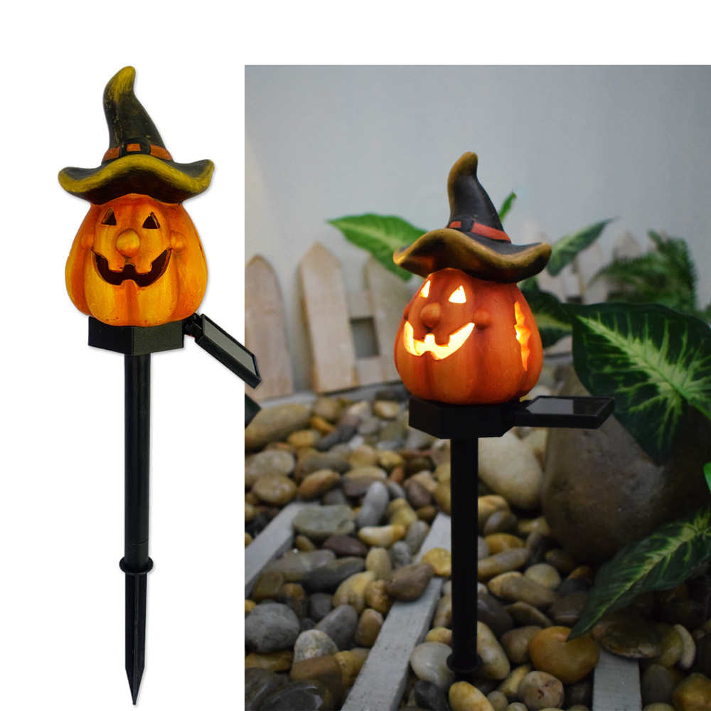 ソーラーハロウィンパンプキンライト - 4個セットの暖色系白色LEDガーデンライト