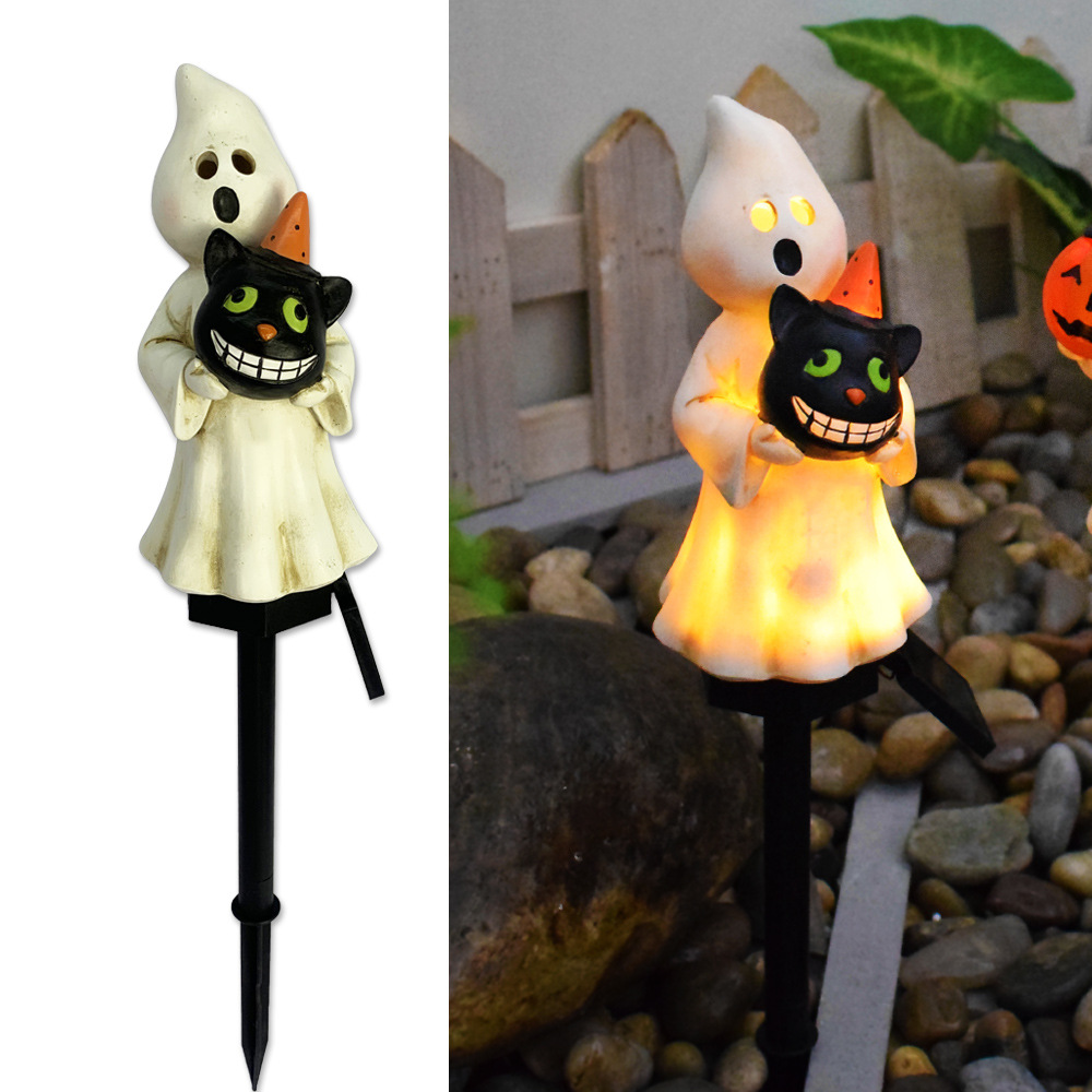 ソーラーハロウィンパンプキンライト - 4個セットの暖色系白色LEDガーデンライト