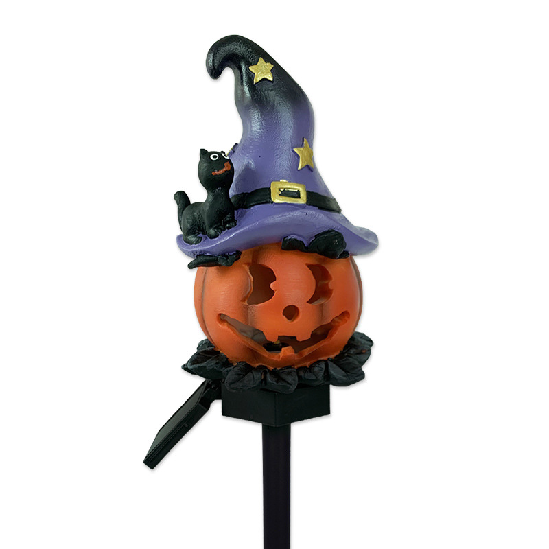 ソーラーハロウィンパンプキンライト - 4個セットの暖色系白色LEDガーデンライト