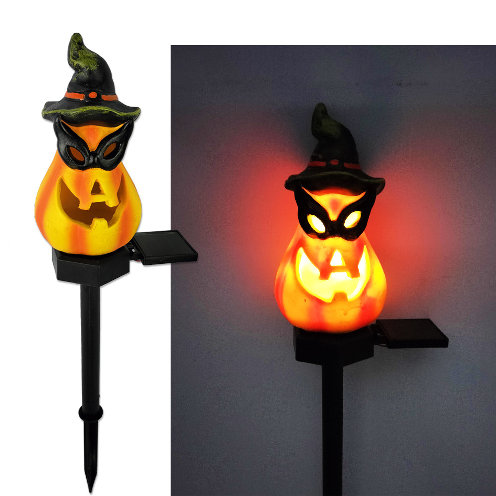 ソーラーハロウィンパンプキンライト - 4個セットの暖色系白色LEDガーデンライト