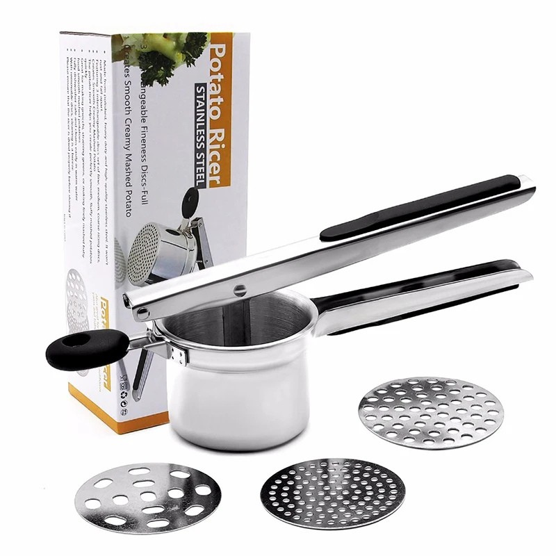 Stainless Steel Potato Masher with 3 Discs for Different Textures - Esilora
