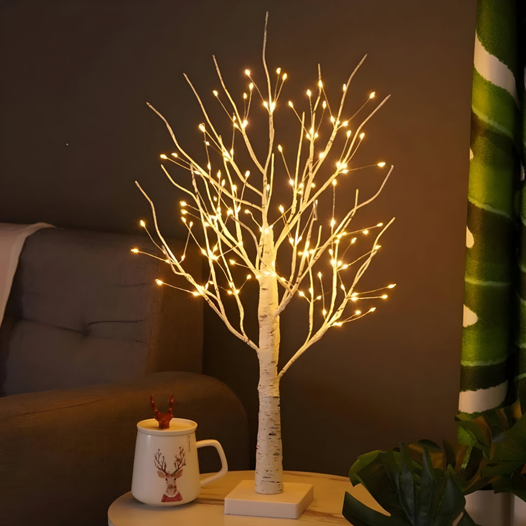 Lampă decorativă LED în formă de copac, fără fir — înălțime de 60cm, lumină alb cald