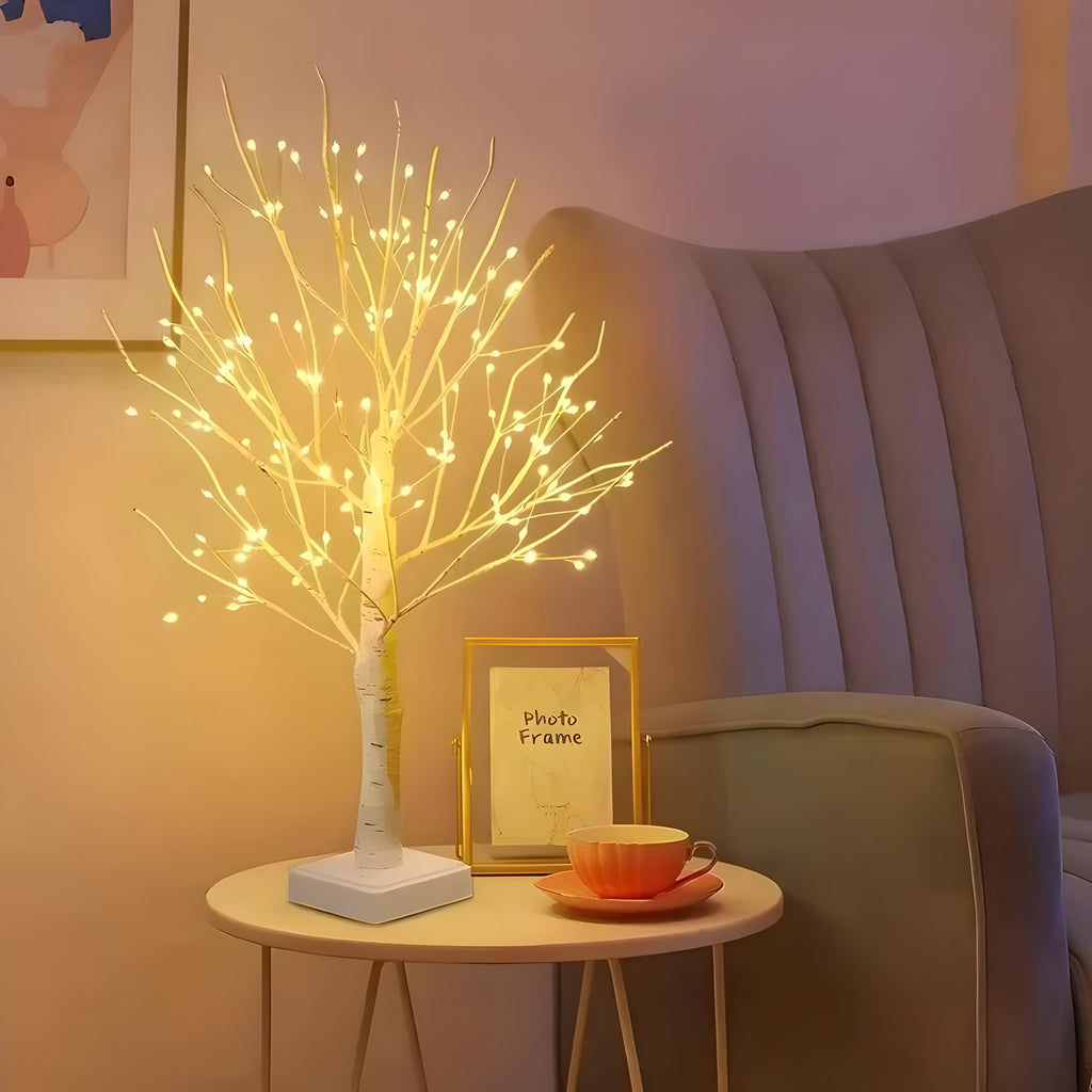 Lampă decorativă LED în formă de copac, fără fir — înălțime de 60cm, lumină alb cald