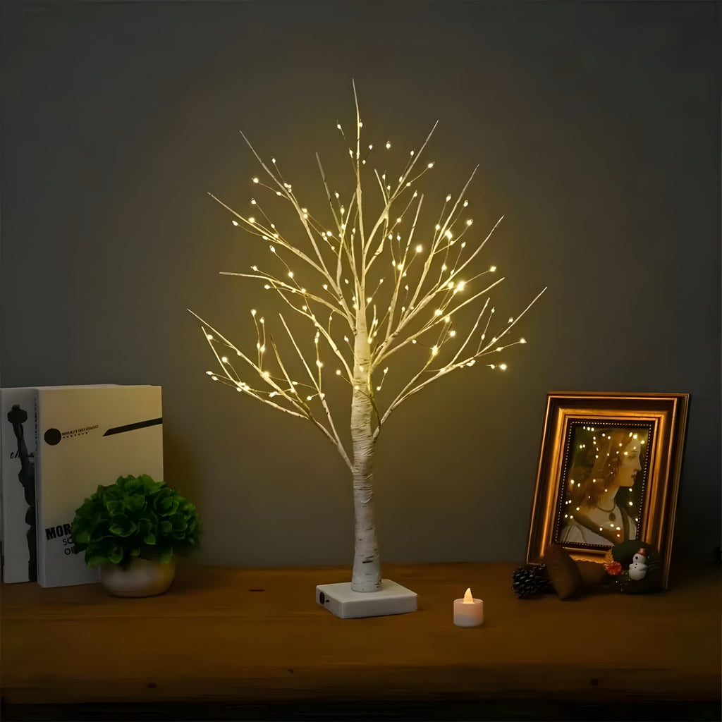 Lampă decorativă LED în formă de copac, fără fir — înălțime de 60cm, lumină alb cald