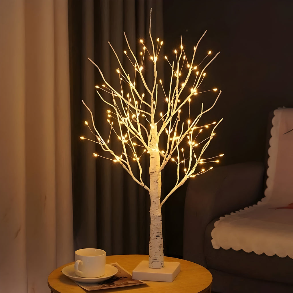 Lampă decorativă LED în formă de copac, fără fir — înălțime de 60cm, lumină alb cald