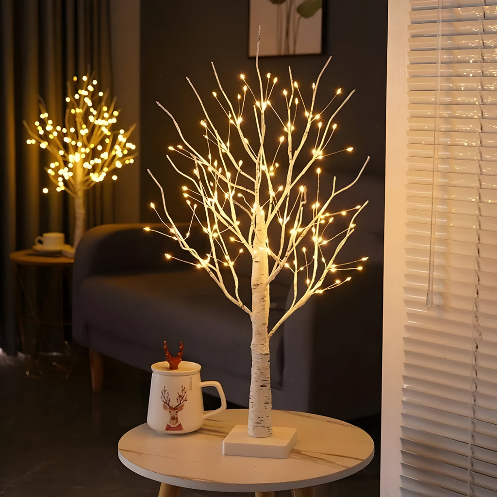 Lampă decorativă LED în formă de copac, fără fir — înălțime de 60cm, lumină alb cald