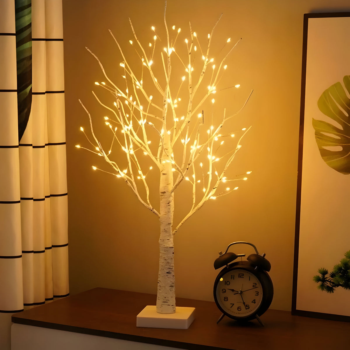 Lampă decorativă LED în formă de copac, fără fir — înălțime de 60cm, lumină alb cald