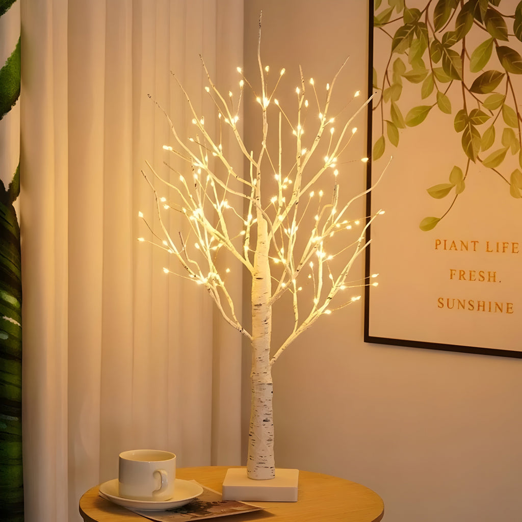 Lampă decorativă LED în formă de copac, fără fir — înălțime de 60cm, lumină alb cald