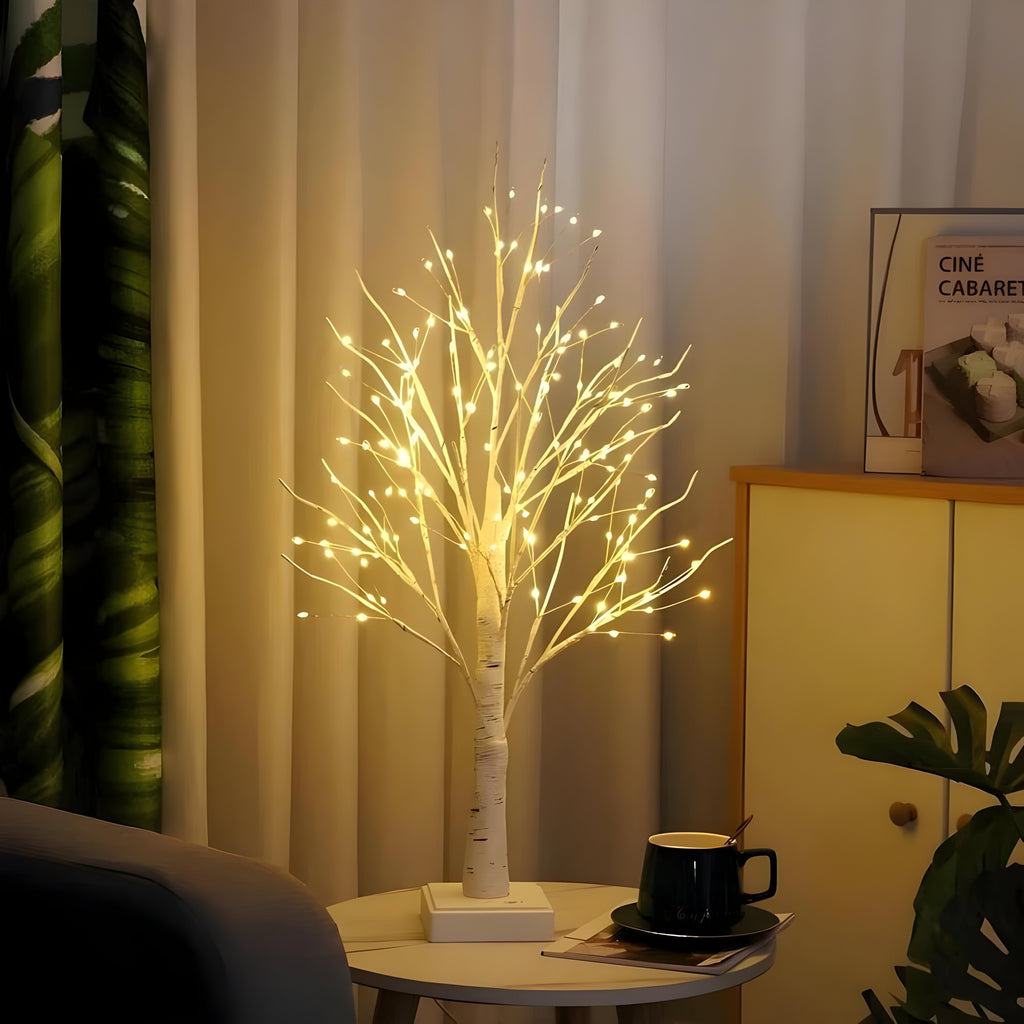 Lampă decorativă LED în formă de copac, fără fir — înălțime de 60cm, lumină alb cald