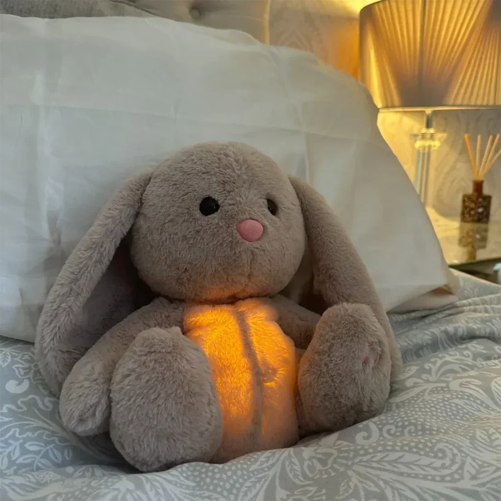 Breathing Function Plush Bunny — Rhythmic Motion Design, Soft Cuddly Texture