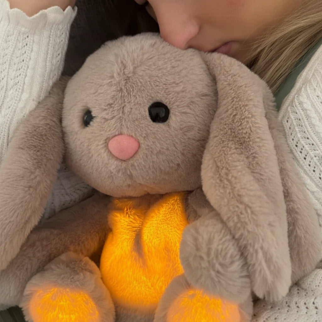 Breathing Function Plush Bunny — Rhythmic Motion Design, Soft Cuddly Texture