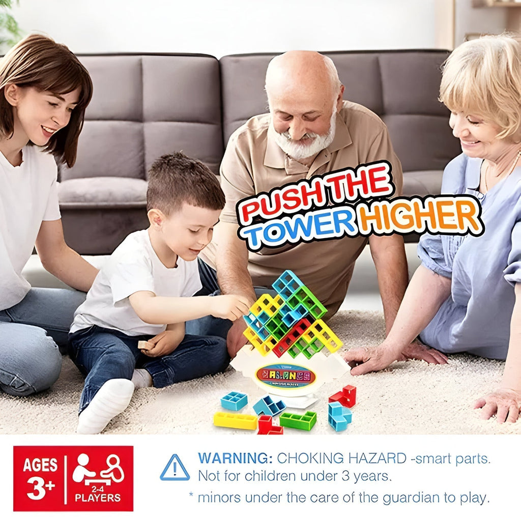 Gravity Balance Tower Stacker — Interlocking Geometric Block Puzzle