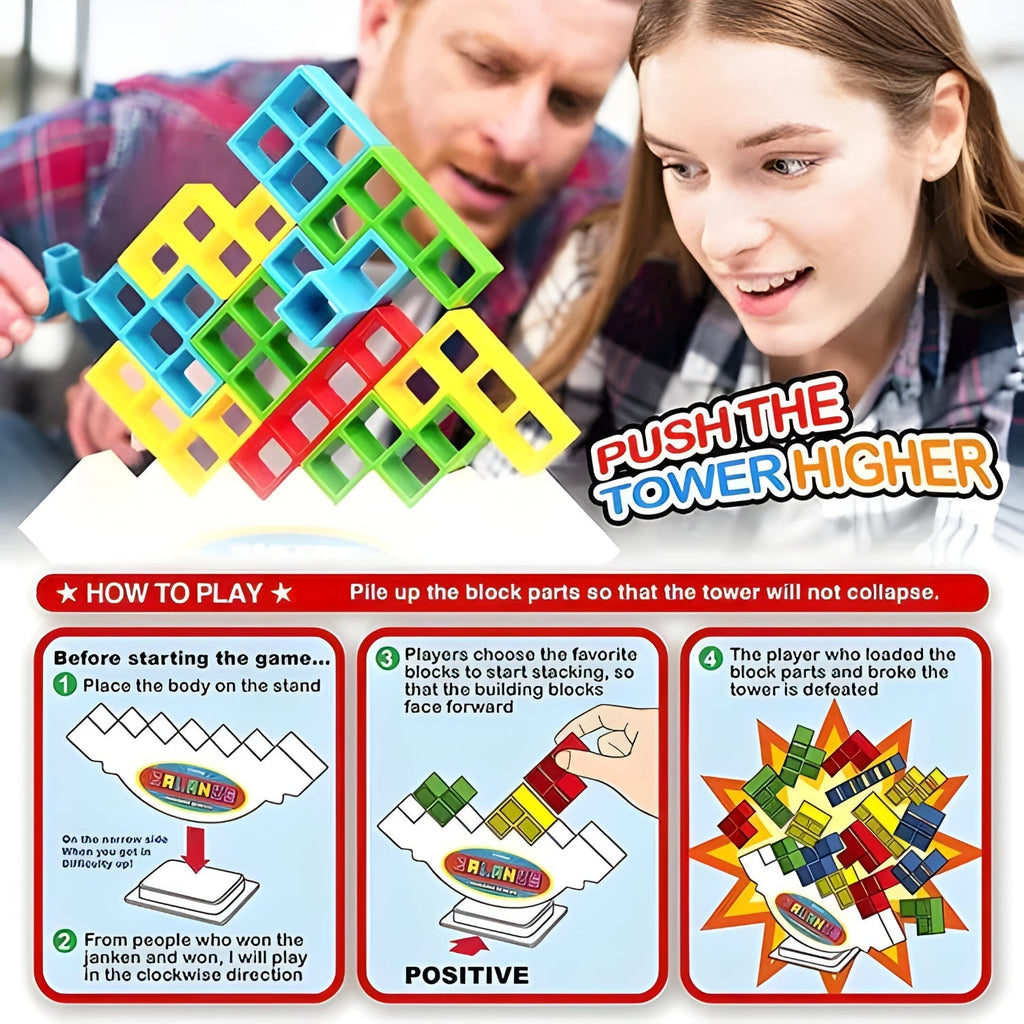 Gravity Balance Tower Stacker — Interlocking Geometric Block Puzzle