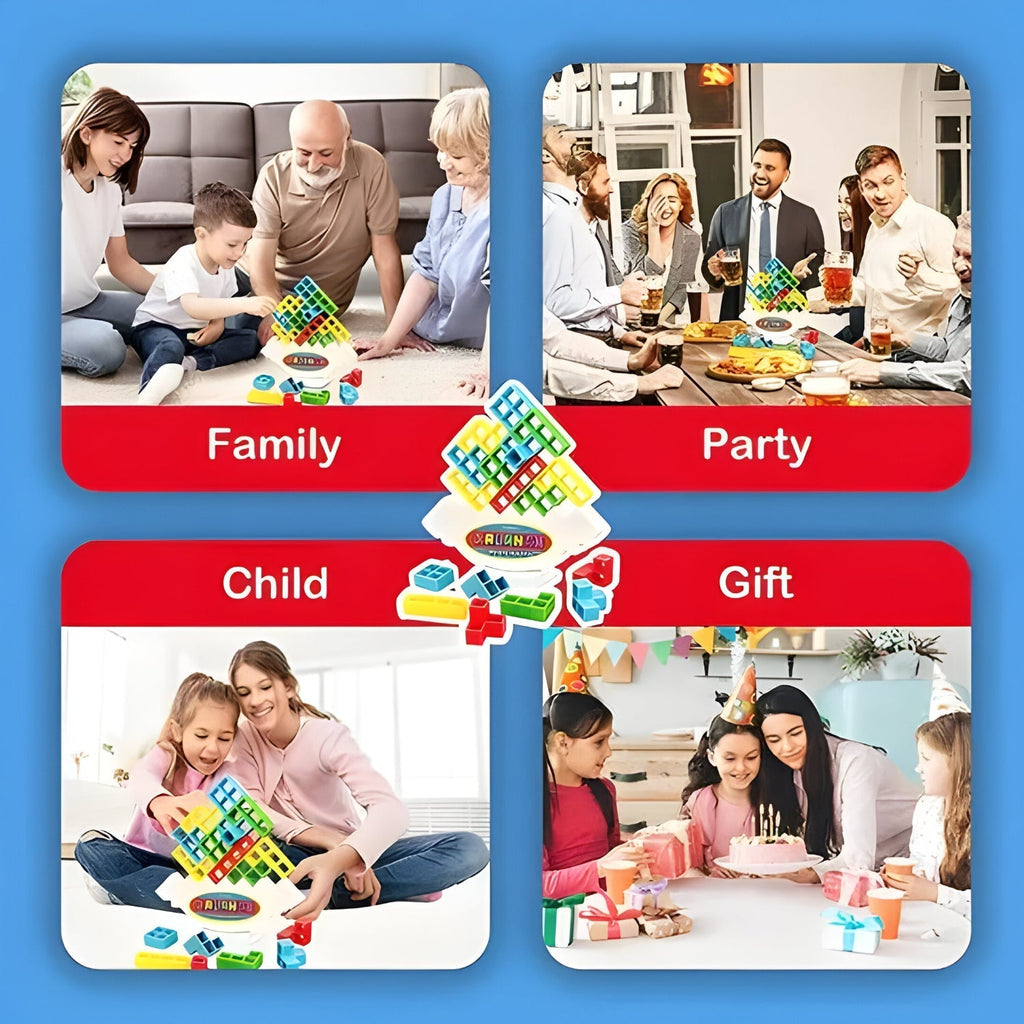 Gravity Balance Tower Stacker — Interlocking Geometric Block Puzzle