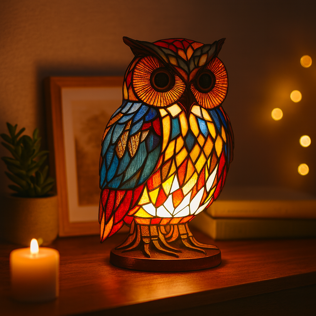 Animal Table Lamp — Vintage Style Stained Glass Night Light