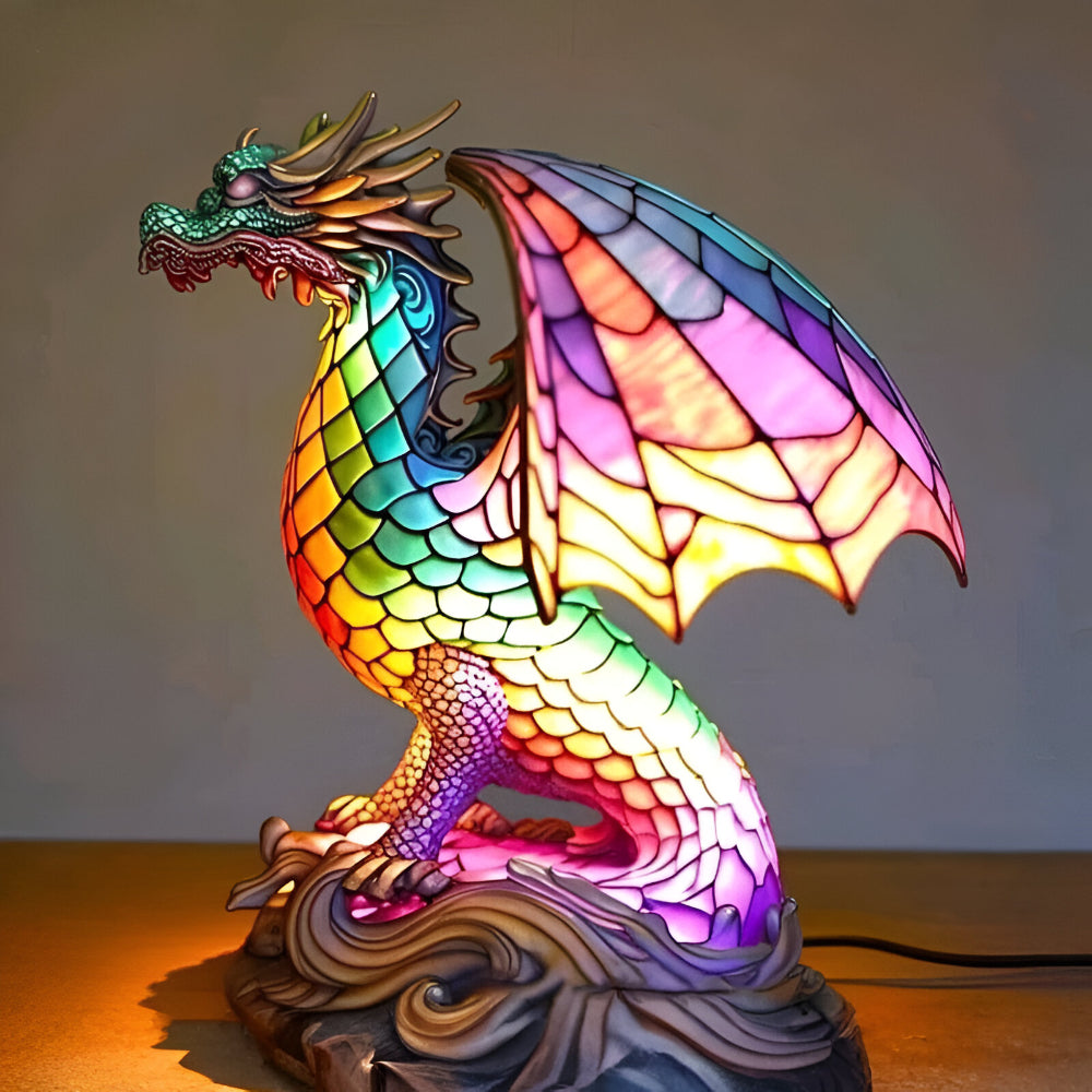 Animal Table Lamp — Vintage Style Stained Glass Night Light