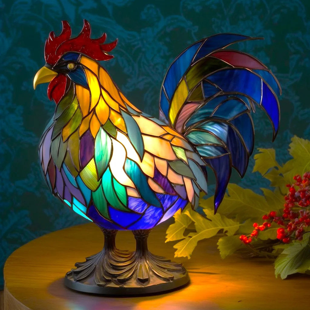 Candeeiro de mesa — design decorativo de animal em vitral de estilo vintage
