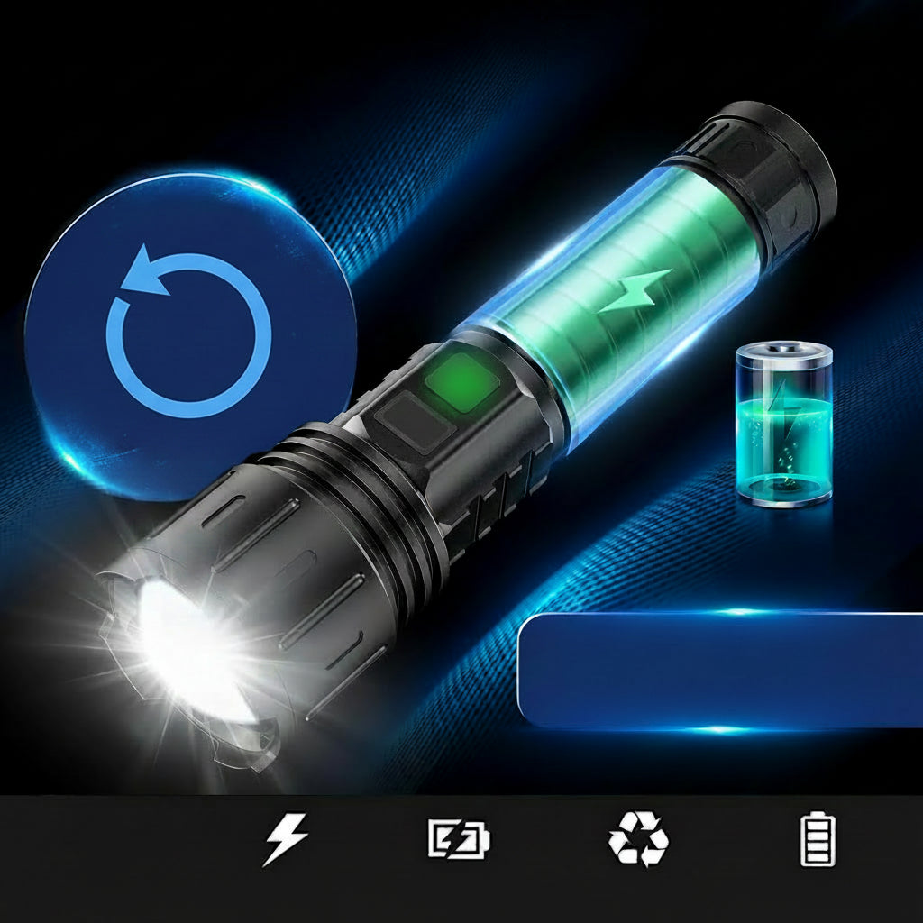 Lampe torche tactique à LED rechargeable