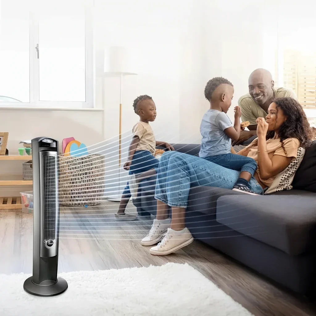 Modern Pedestal Tower Fan — Quiet Cooling, Slim Vertical Build