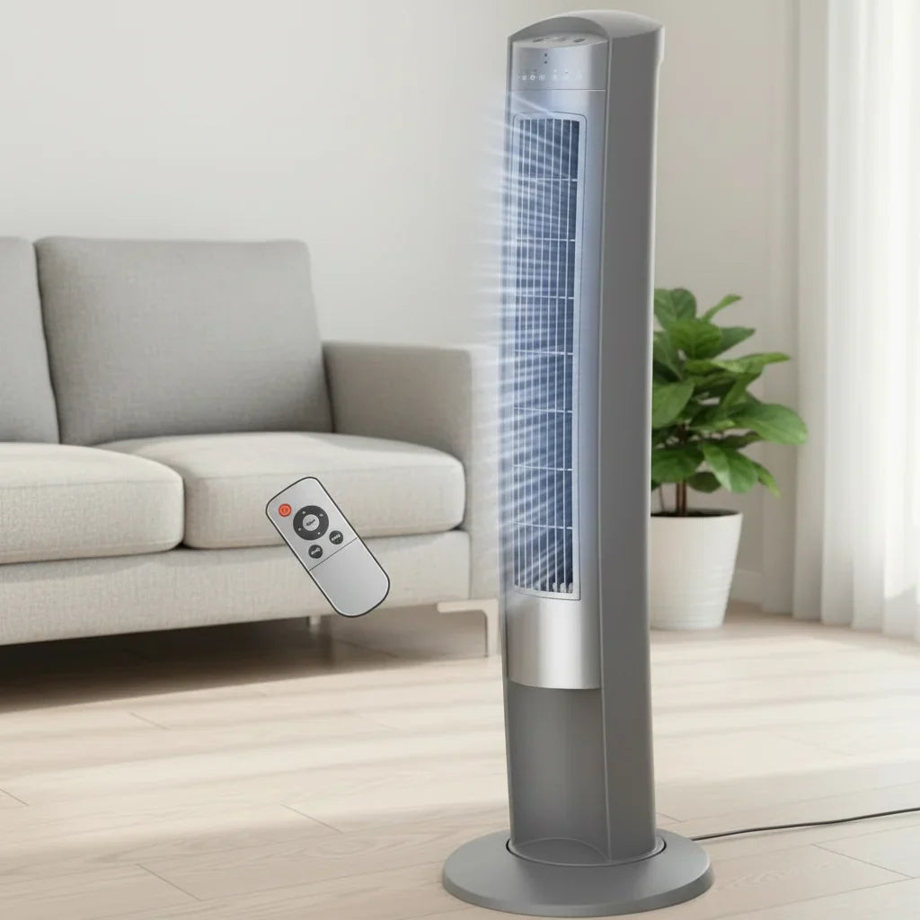 Modern Pedestal Tower Fan — Quiet Cooling, Slim Vertical Build