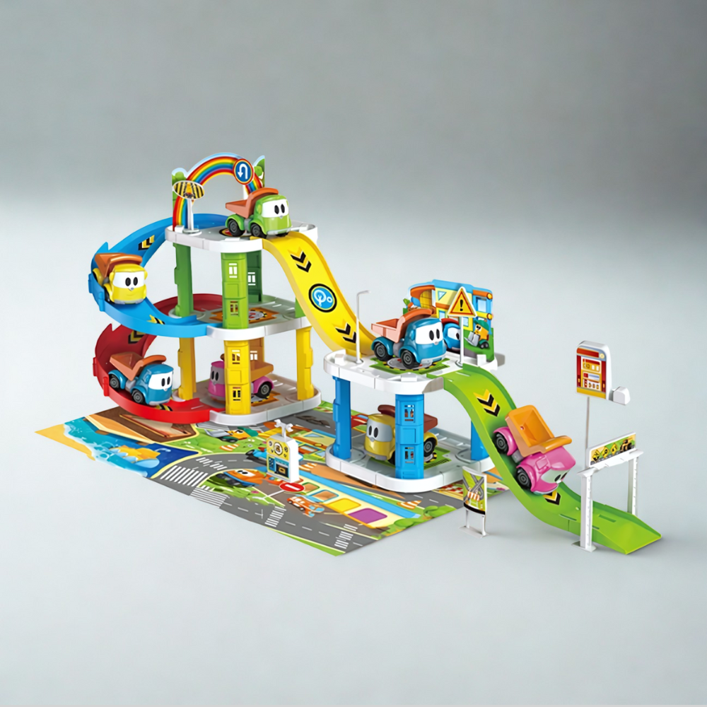 Conjunto de pista de corridas para brinquedos — circuito expansível, inclui 2 carros