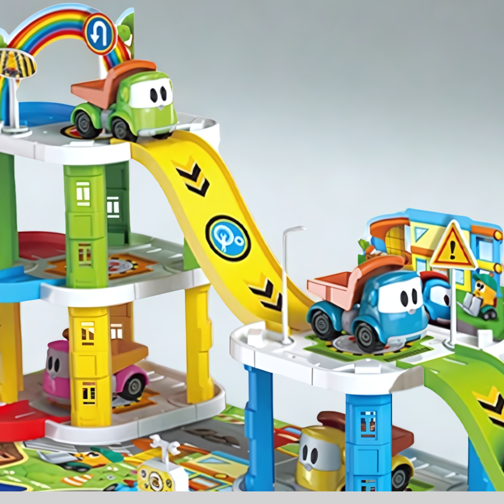 Conjunto de pista de corridas para brinquedos — circuito expansível, inclui 2 carros